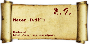Meter Iván névjegykártya